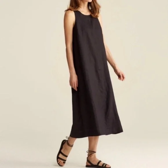 eileen fisher linen tank dress EILEEN FISHER Organic-Linen Square-Neck Dress